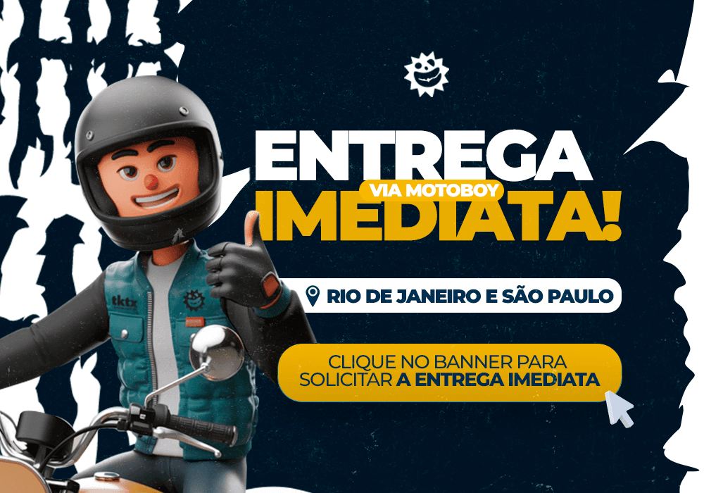 Entrega imediata via motoboy em São Paulo e Rio.